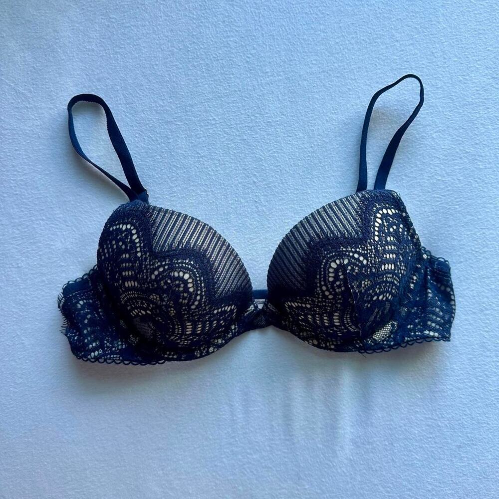Victoria's Secret Navy Blue Lace Push Up Bra